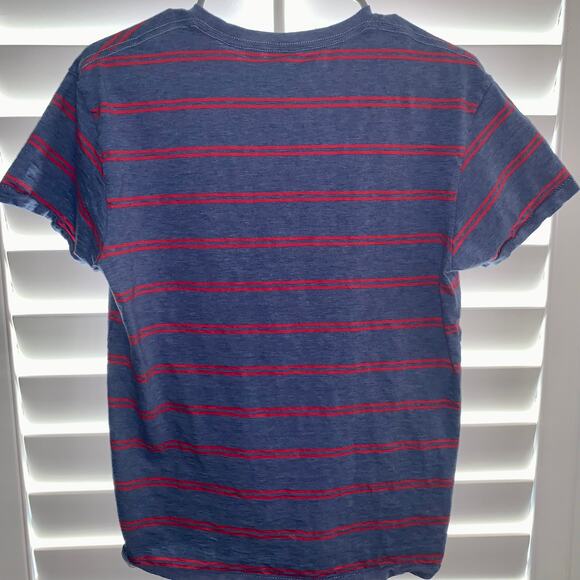 Uniqlo Michael Bastian Shirt Blue Red Stripe Pocket Crew Neck - Picture 2 of 10